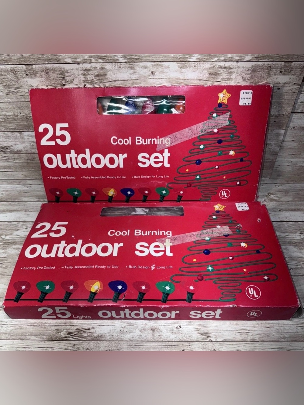 Cool Burning 25-Light Outdoor Set - Red Packaging, Multi Color Bulbs